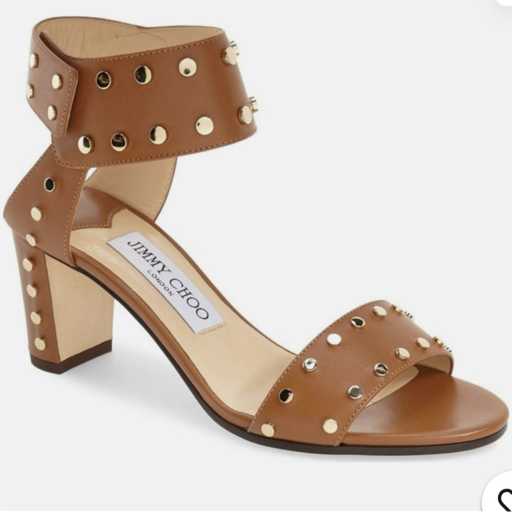 Jimmy Choo Tan Studded Women's Sandals